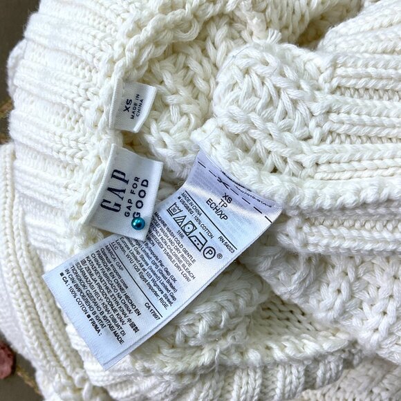 Gap Sweater Turtleneck Cable Knit Tunic Cotton Chunky Knit Ivory 2018 (XS) - Picture 5 of 7